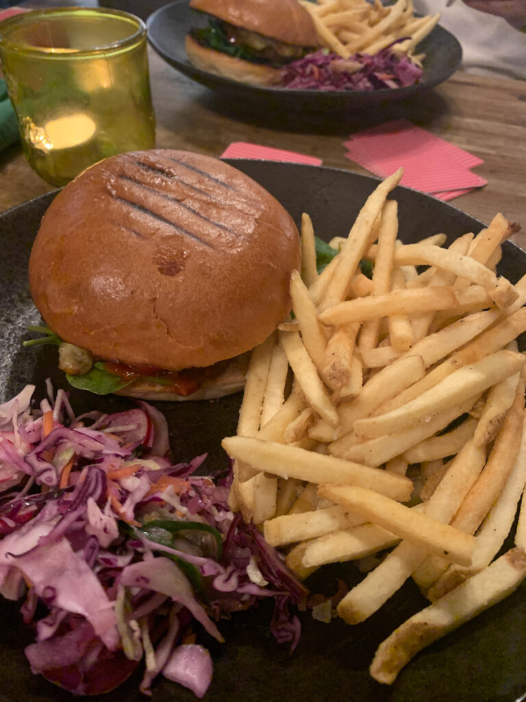 Halloumi burger and chips