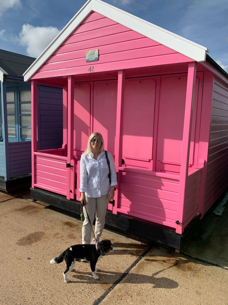 Pink beach hut in Southwold