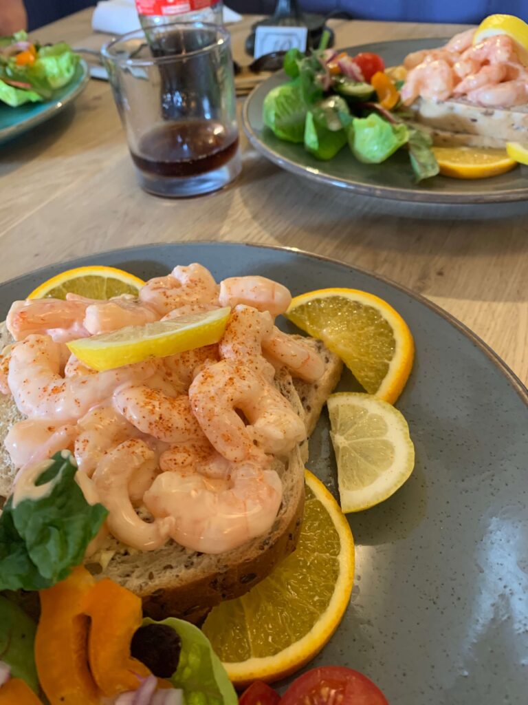 Open prawn sandwich