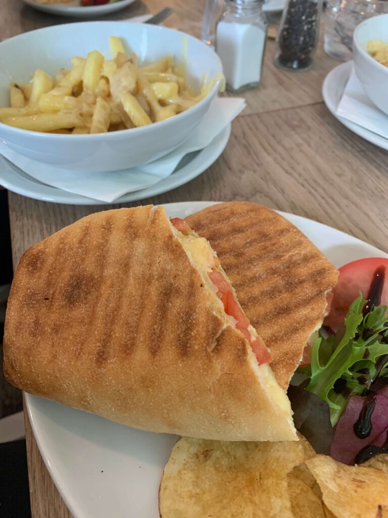 Panini and cheesy chips