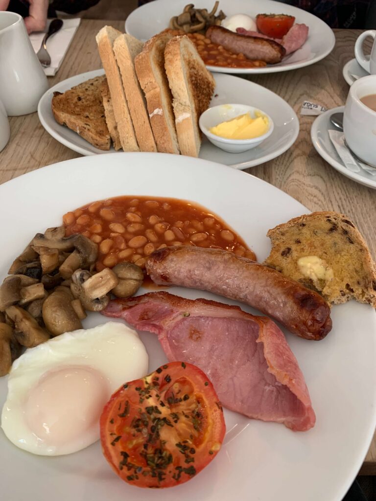 Full English breakfast and toast