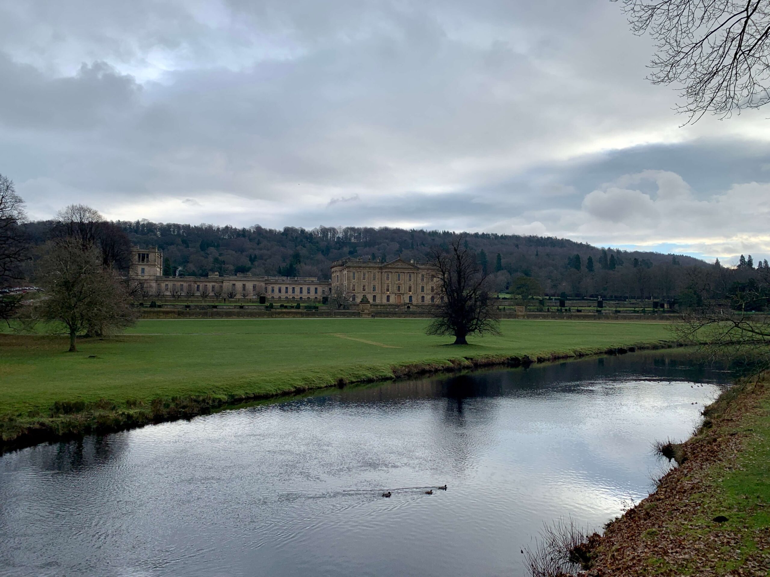 Chatsworth House with the river in front of it