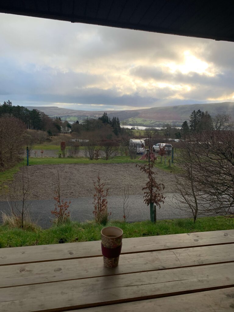 Coffee cup with views over Ullswater