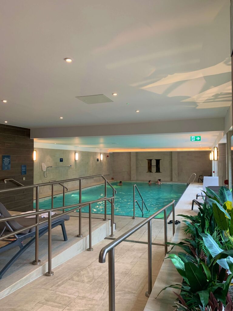 Indoor swimming pool at Horwood House Hotel