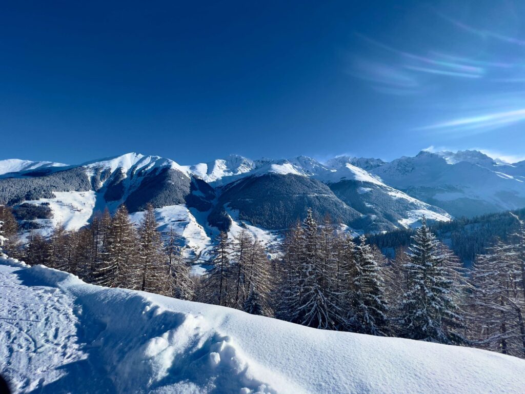 Mountains in the Swiss Alps as seen from Vicheres-Liddes ski resort.