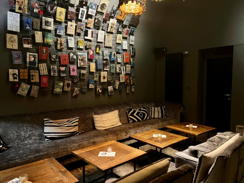 The interior of the Zlutaponorka cocktail bar in Ceske Budejovice.