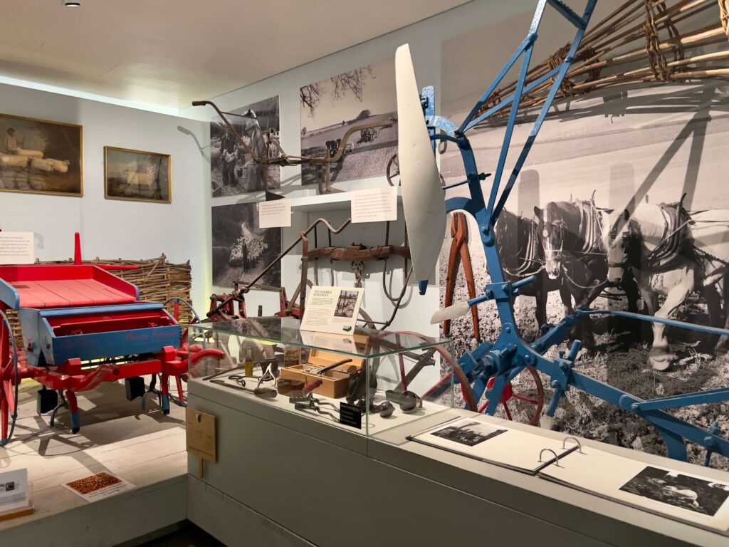 An exhibition of farming equipment at the Museum of English Rural Life in Reading.