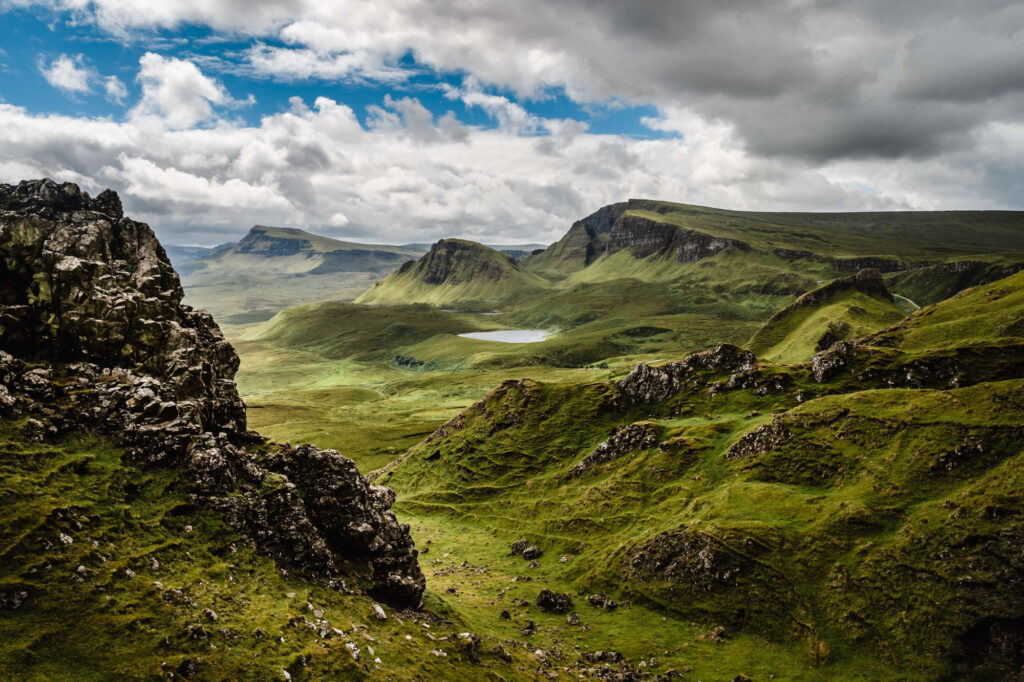 The hilly landscapes of the Isle of Skye.