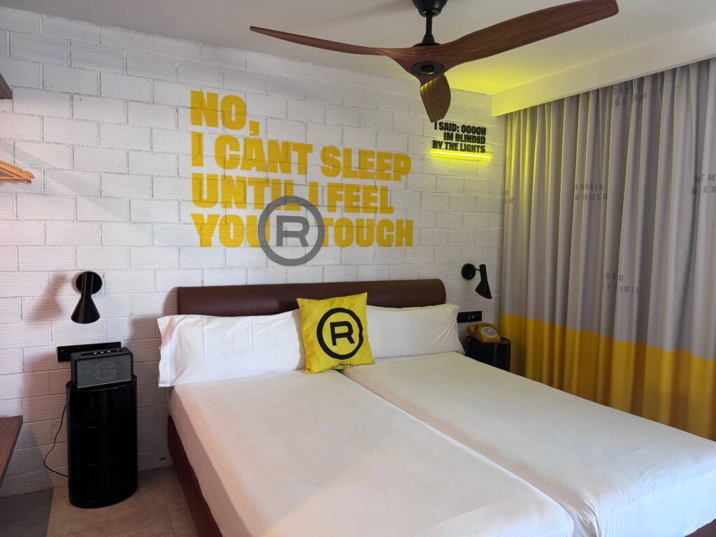 A double bed in one of the suites at Ryans Lola's hotel in Ibiza.