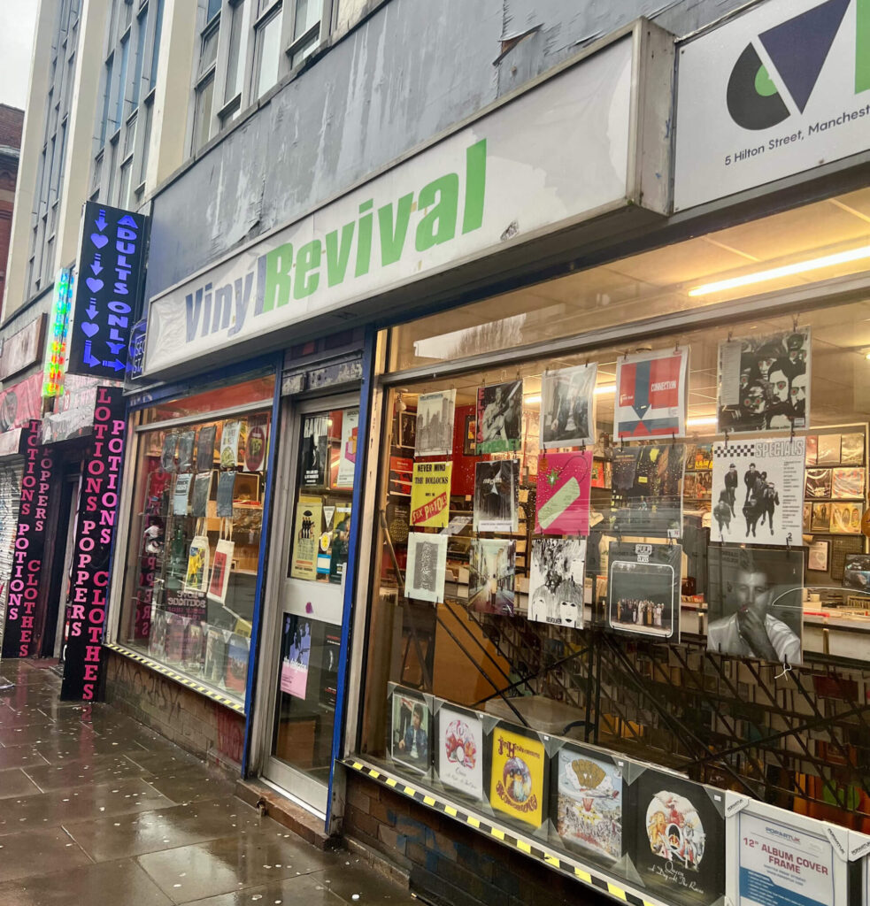 The outside of the Vinyl Revival shop in Manchester.