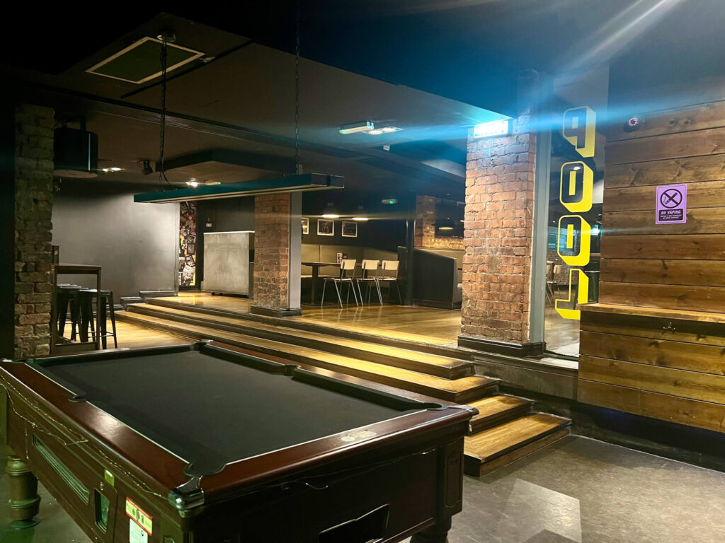One of the pool tables in Dog Bowl Manchester.