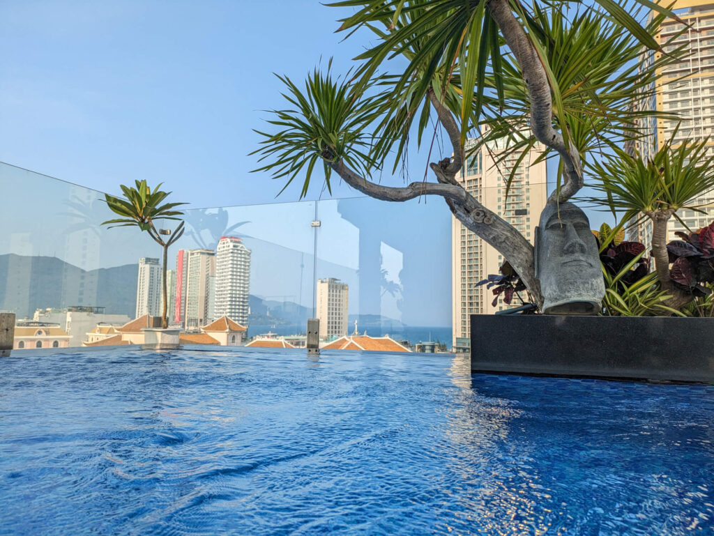 The pool area at Tashi Ocean Hotel & Apartments Da Nang.