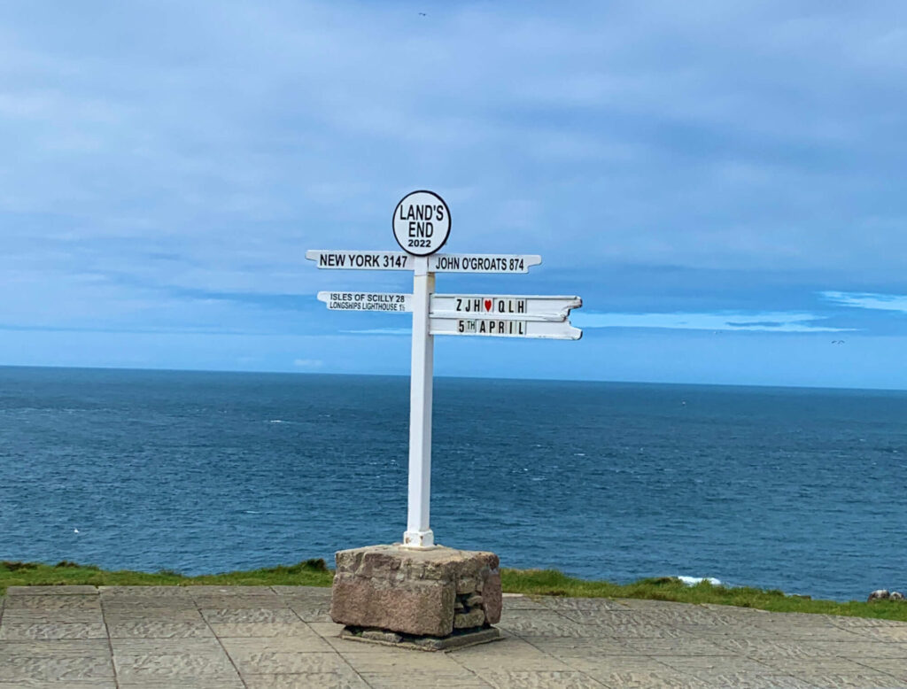 The Land's End sign in Cornwall.