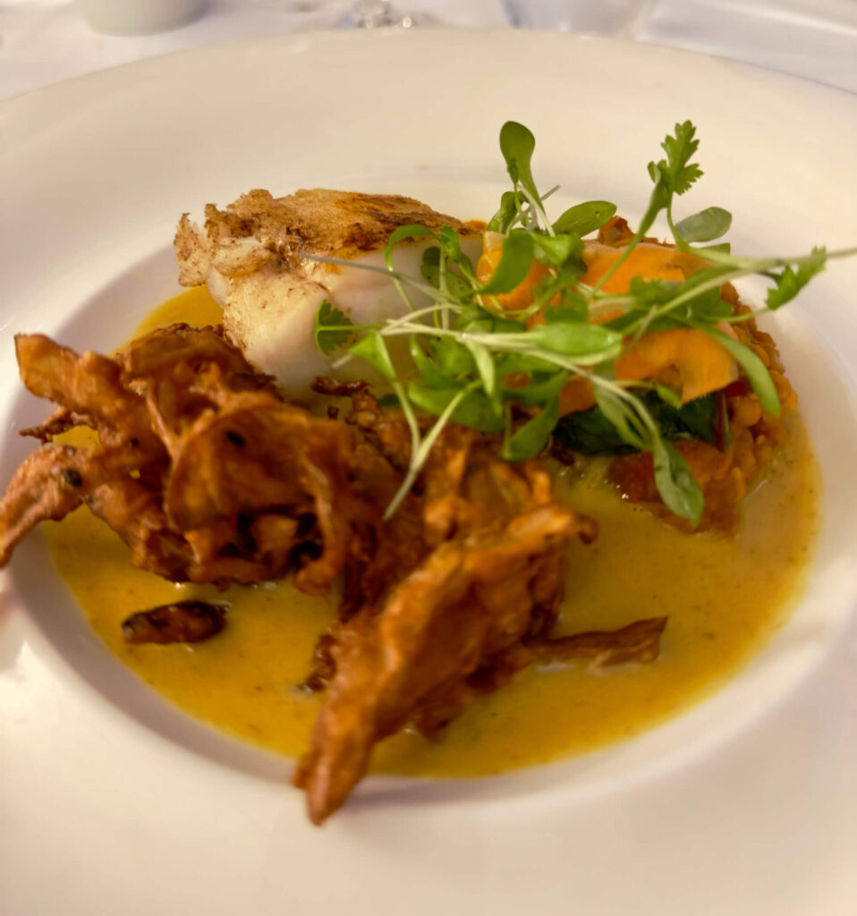 A monkfish dish at Hoar Cross Hall spa.