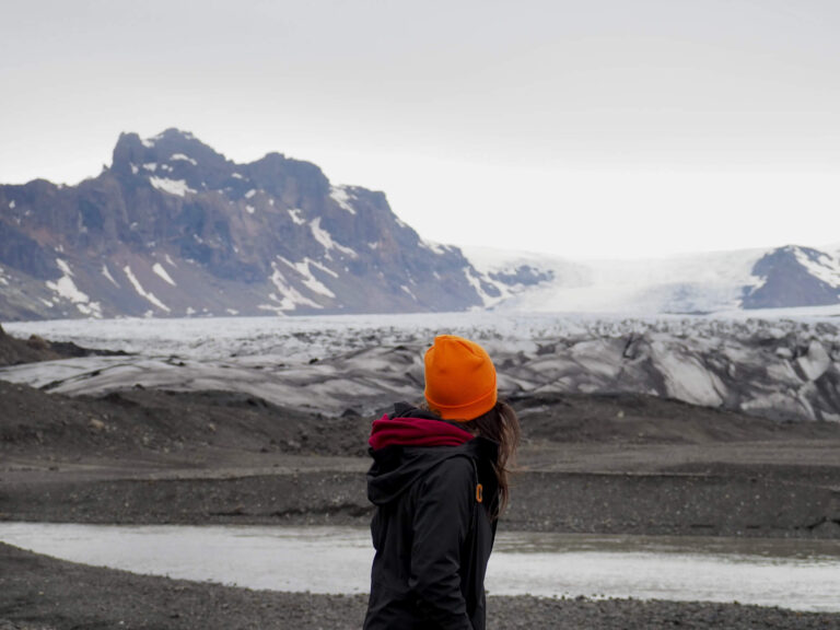 Hailey hiking in Skaftafell in Iceland during summer.