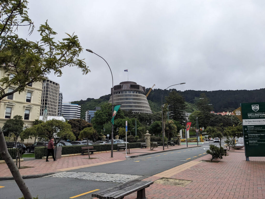 The parliament building in Wellington, New Zealand.