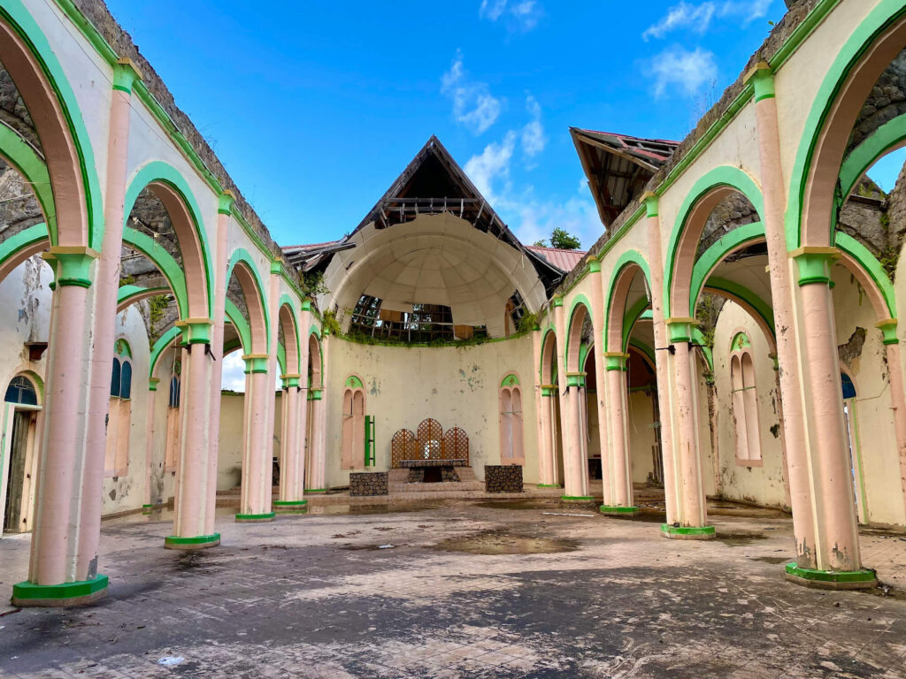 The ruins of a church damaged by a hurricane in Dominica.