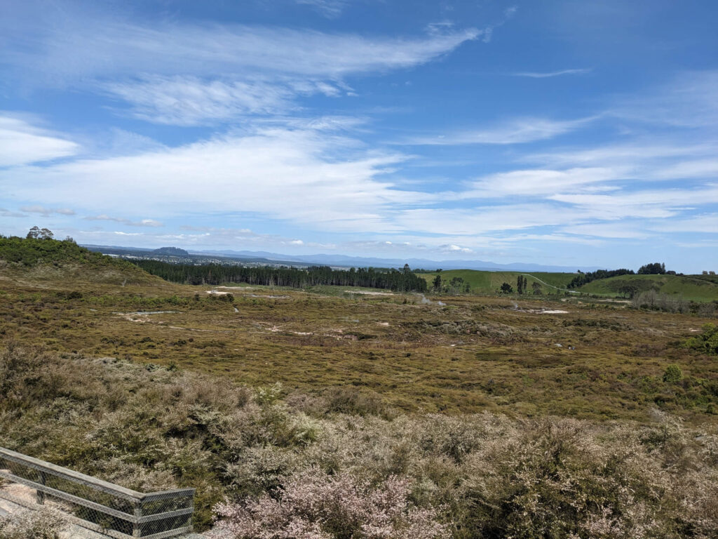 A view over Craters of the Moon near Rotorua in New Zealand.