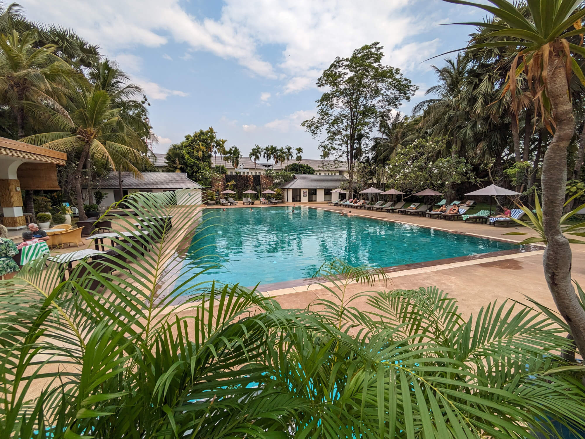 The swimming pool at the Lotus Blanc Resort in Siem Reap, Cambodia.