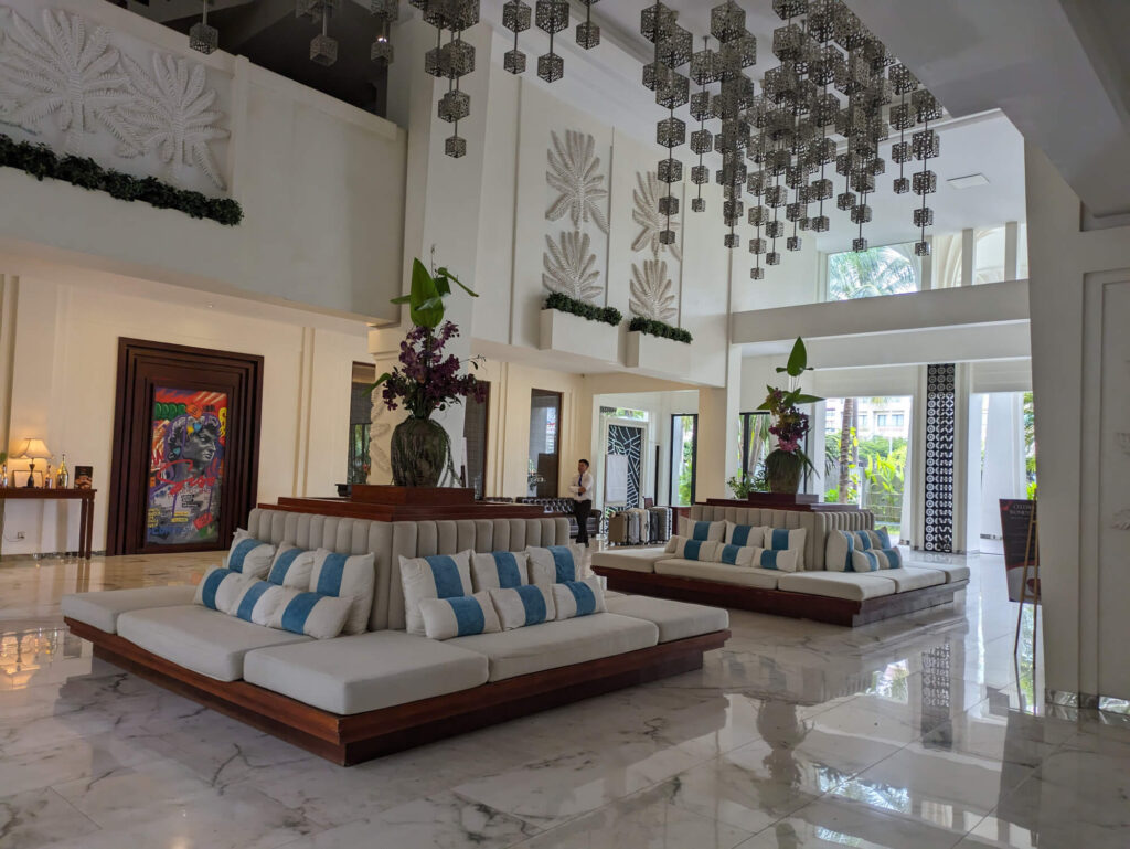 The lobby area at the Lotus Blanc hotel Siem Reap.