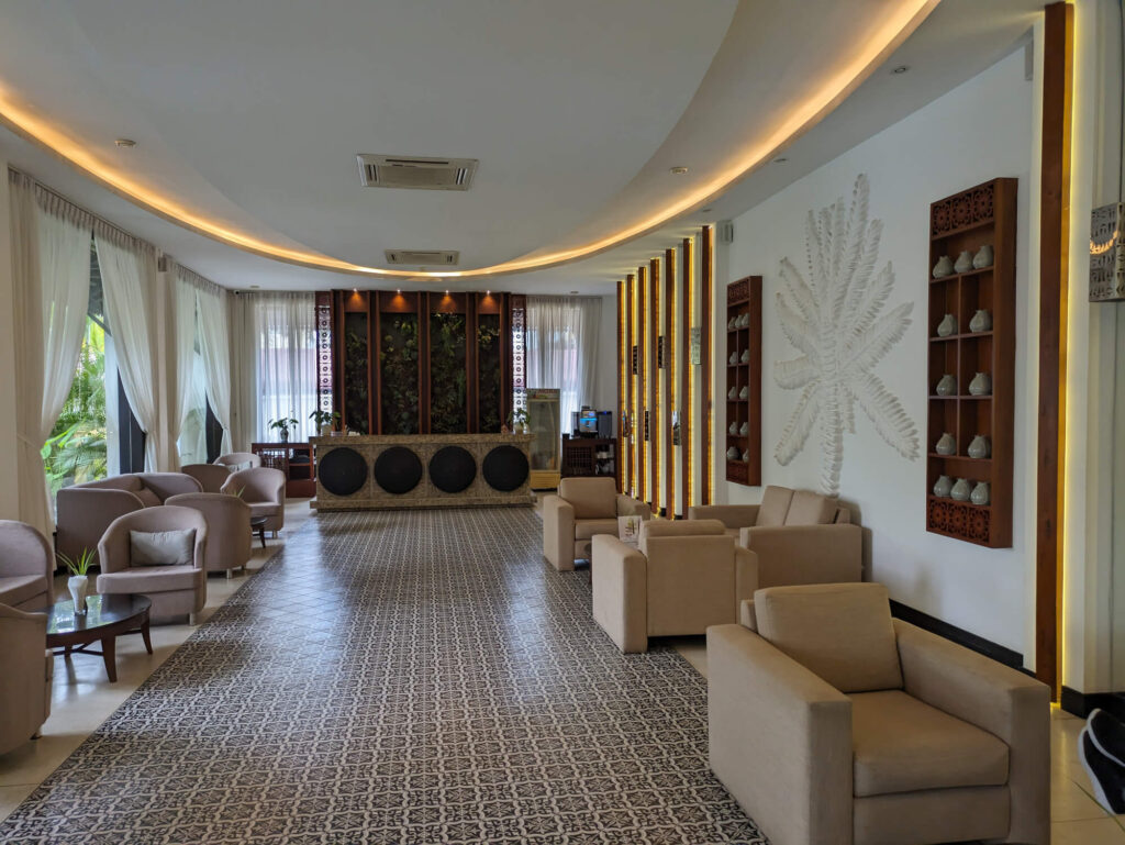 A comfy seating area at the Lotus Blanc Hotel.