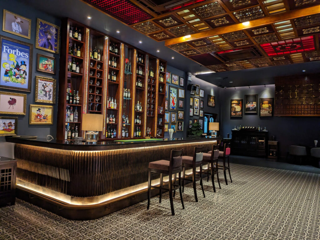 The bar at the Lotus Blanc Hotel.