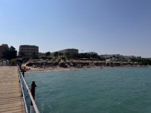 Hotels along the beachfront in Hurghada, Egypt.