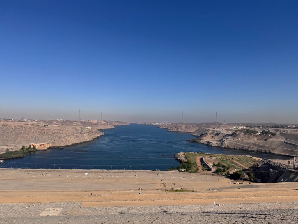 The view over the river Nile from the Aswan Dam.