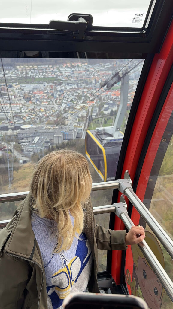 Sam on the Ulriken cable car overlooking Bergen.