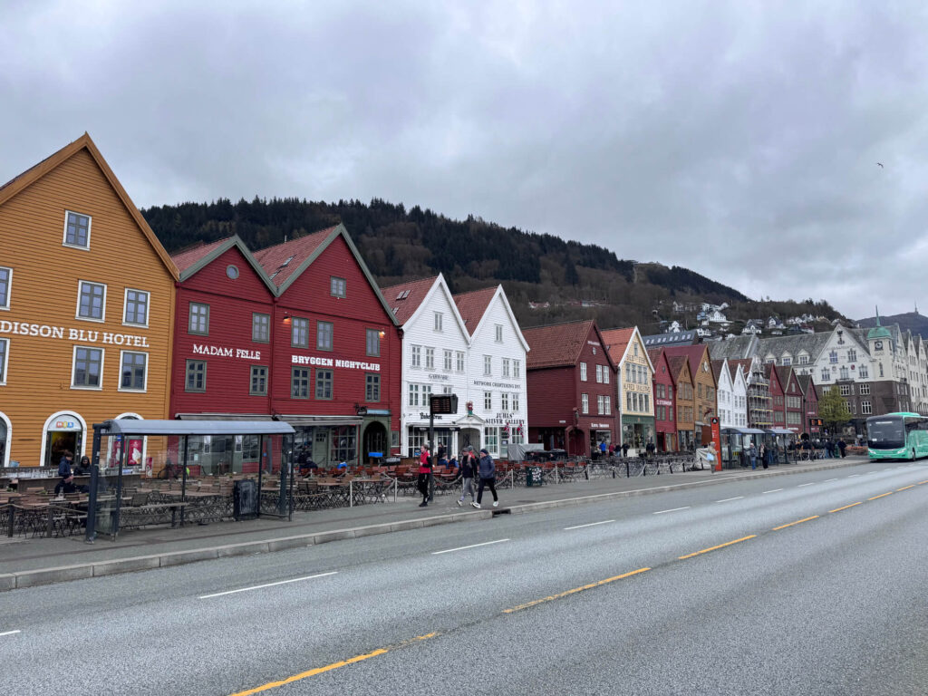 The colourful wooden buildings of Bryggen.
