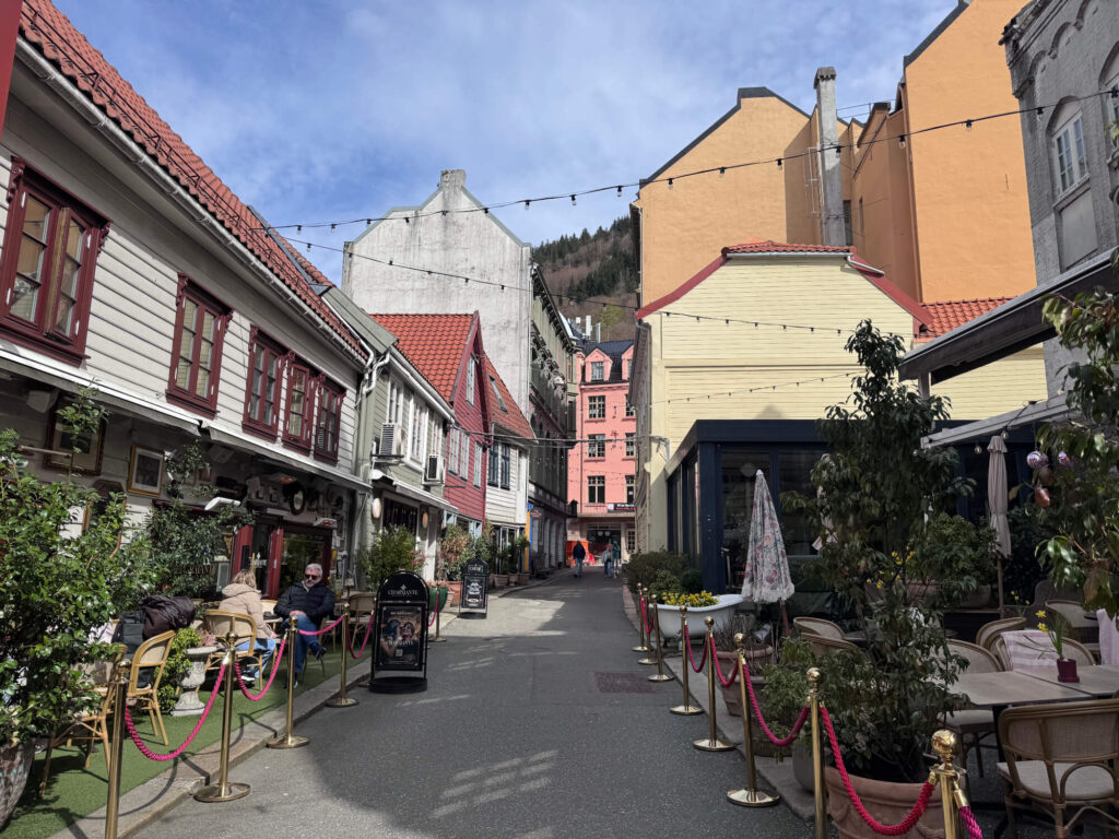 A pretty street in Bergen, Norway.