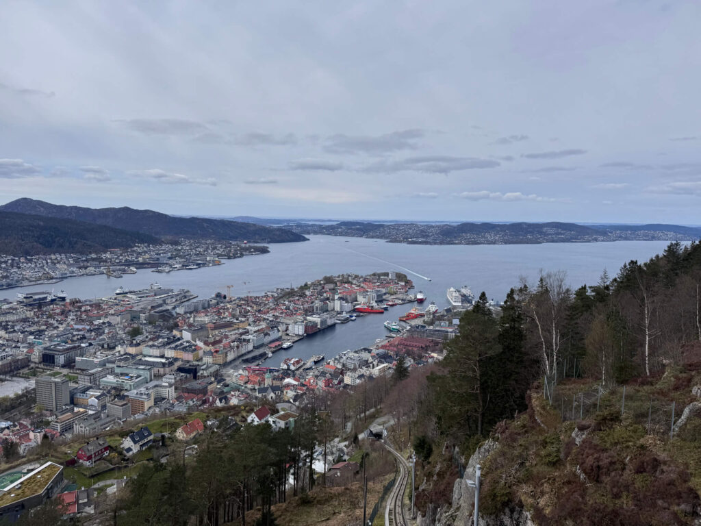 The view of Bergen from the top of Mount Floyen.