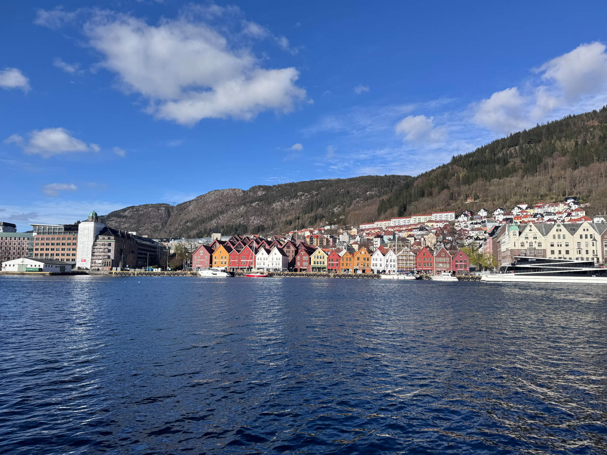 The colourful houses and harbour front at the Unesco World Heritage Site of Bryggen in Bergen, Norway.