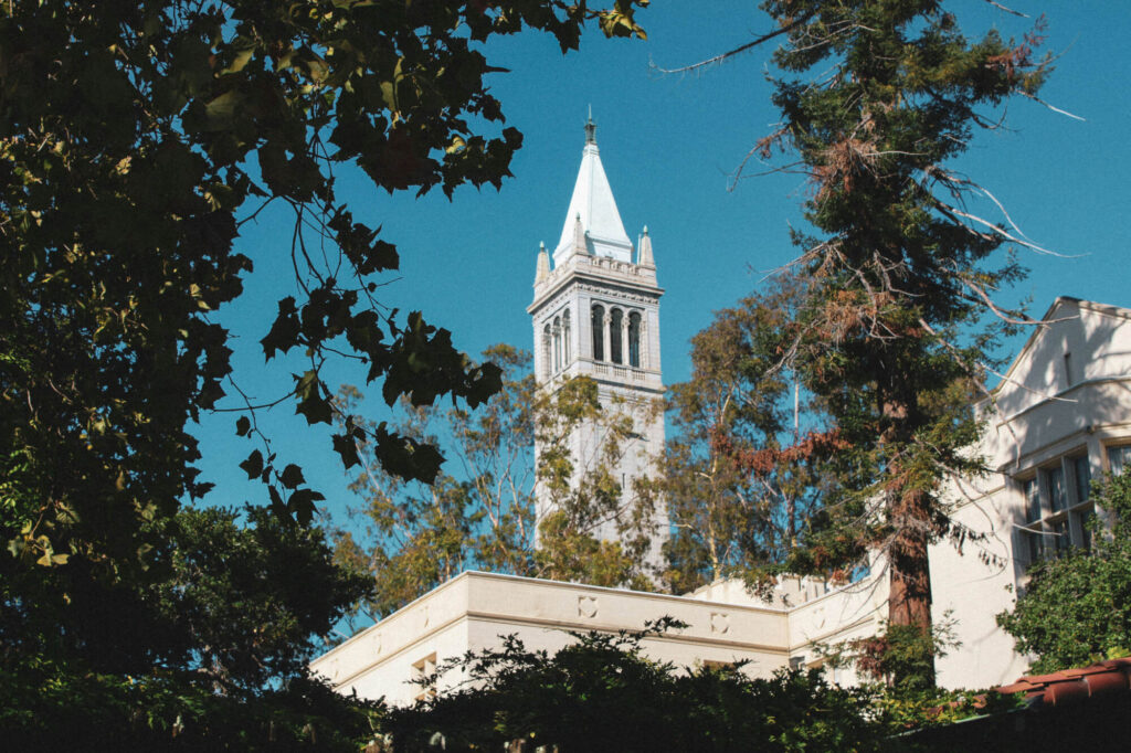 A tall white building at University of California, Berkeley, USA.